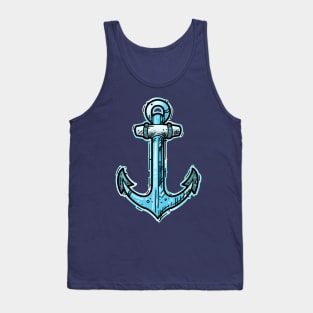 Blue anchor, sailor tattoo sketch style Tank Top